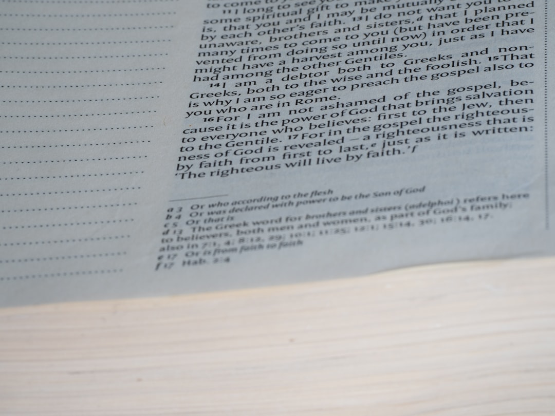 A close up of an open book on a table