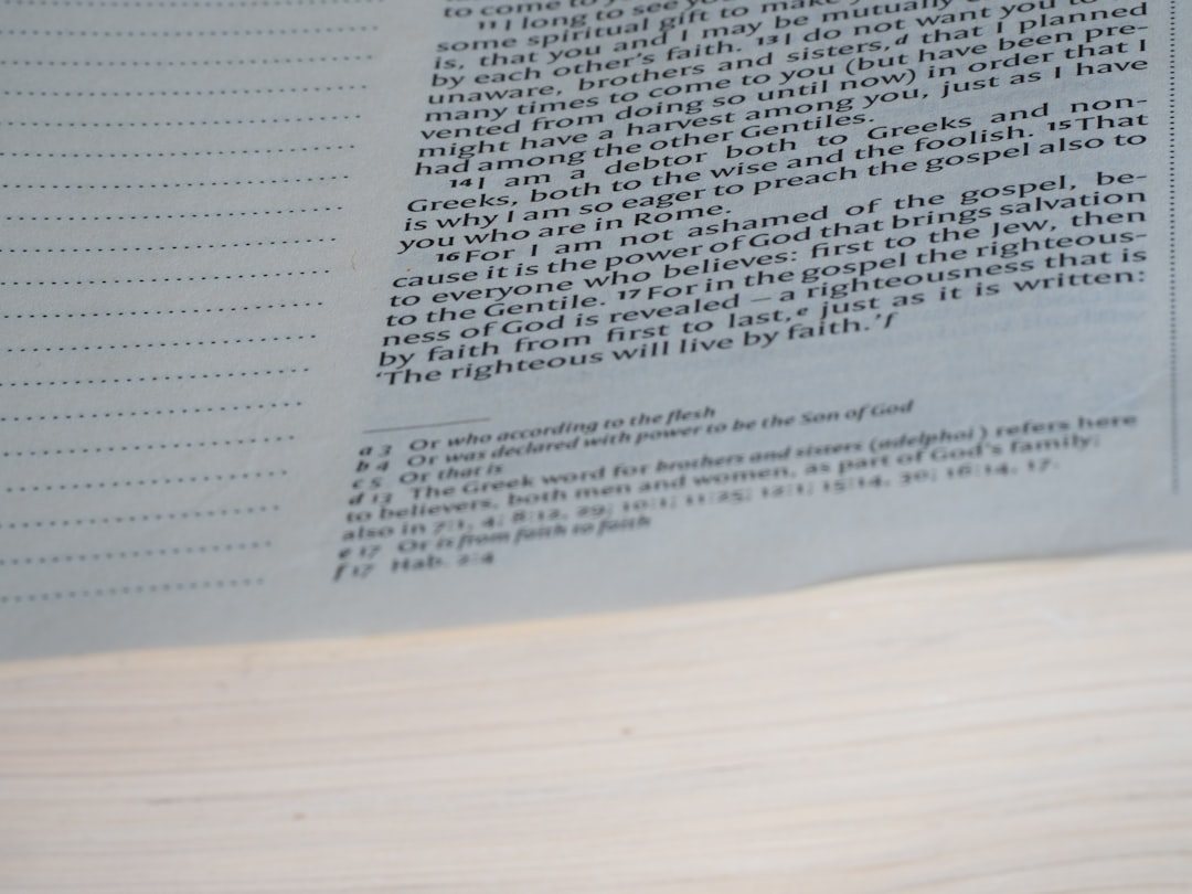 A close up of an open book on a table